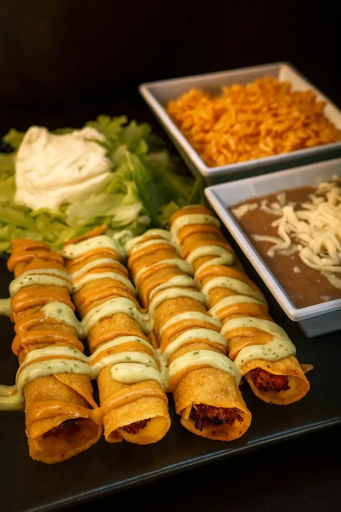 Tinga Crispy Mexican Flautas - crispy fried tacos at El Cielo